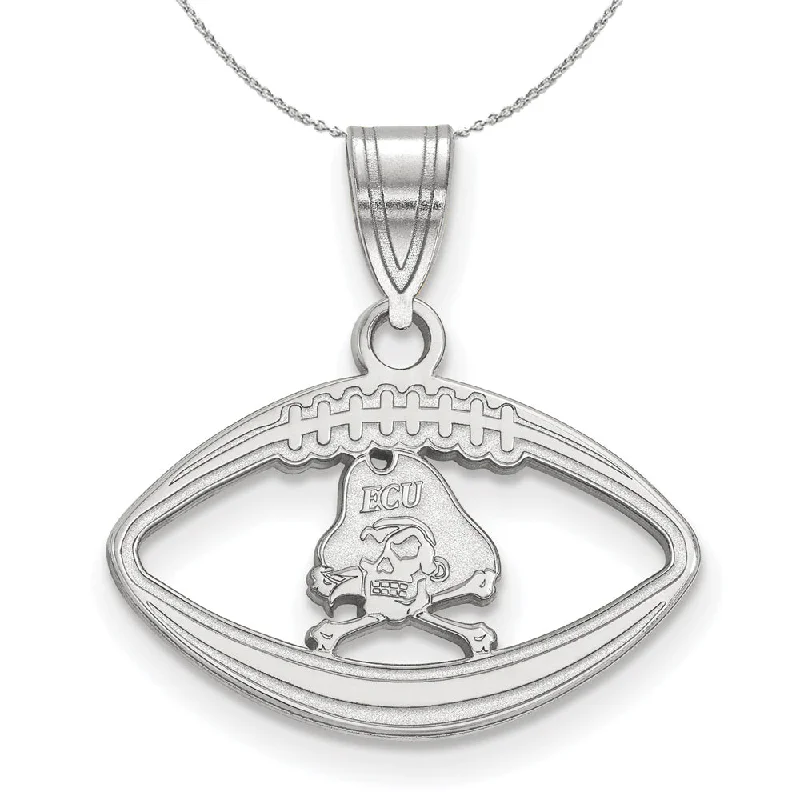 Sterling Silver East Carolina U. Football Pendant Necklace