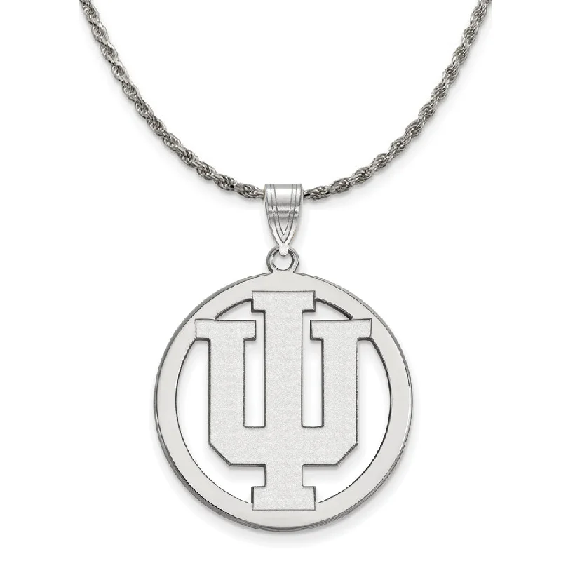 Sterling Silver Indiana U Large Circle Pendant Necklace