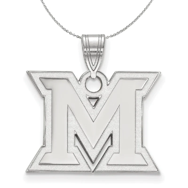 boho-inspired aventurine necklace-Sterling Silver Miami U Medium Initial M Necklace