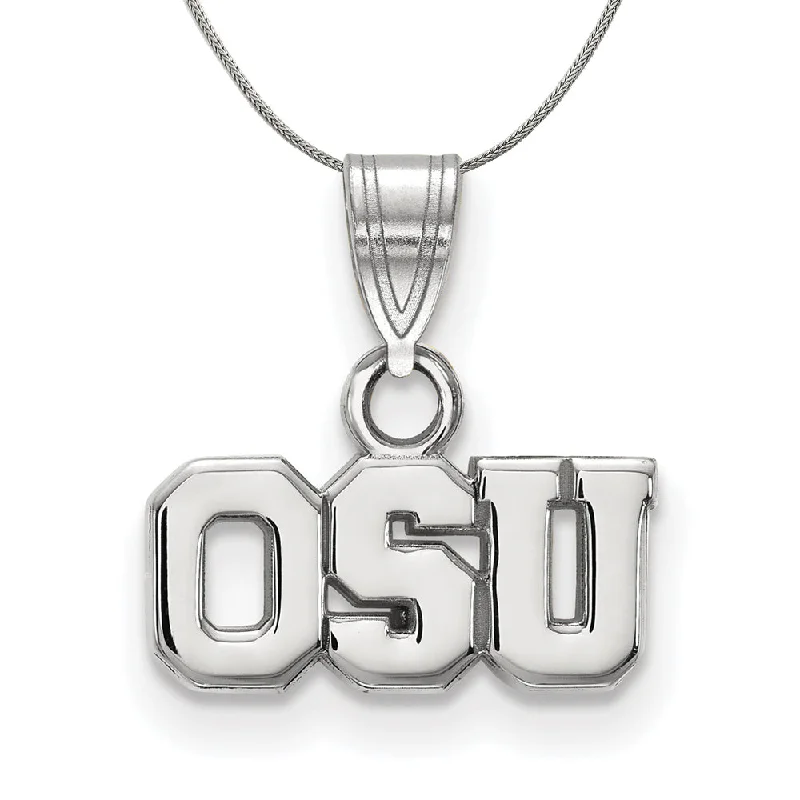 polished silver nebula necklace-Sterling Silver Ohio State Small 'OSU' Pendant Necklace