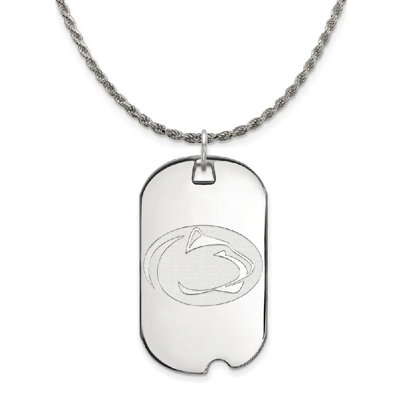 Sterling Silver Penn State Large Dog Tag Pendant Necklace