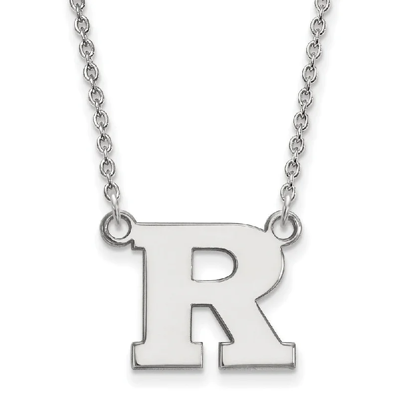 distressed gold stack necklace-Sterling Silver Rutgers Small Initial R Pendant Necklace