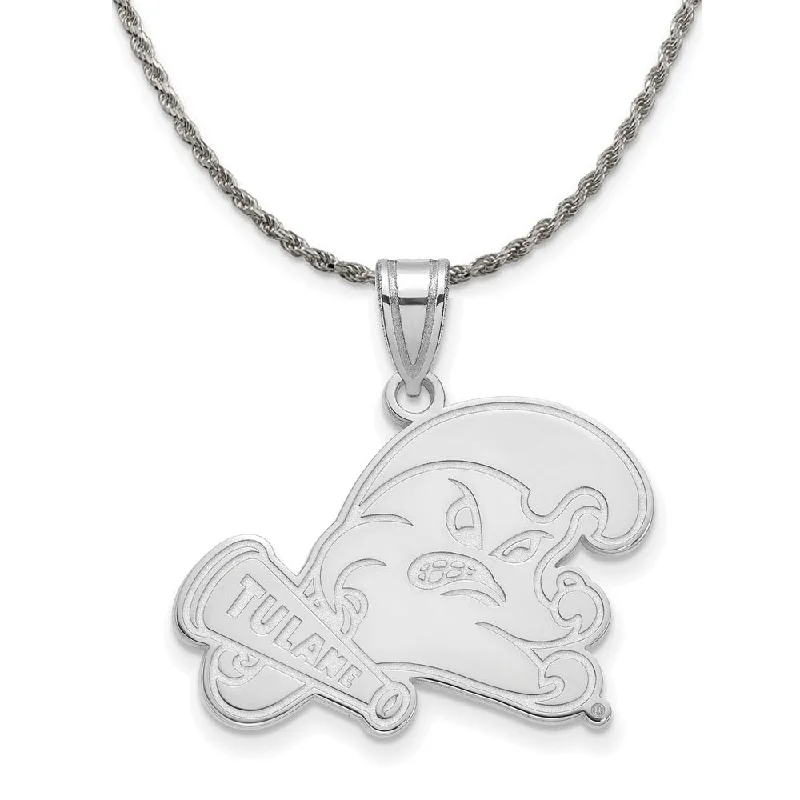 Sterling Silver Tulane U. Large Pendant Necklace