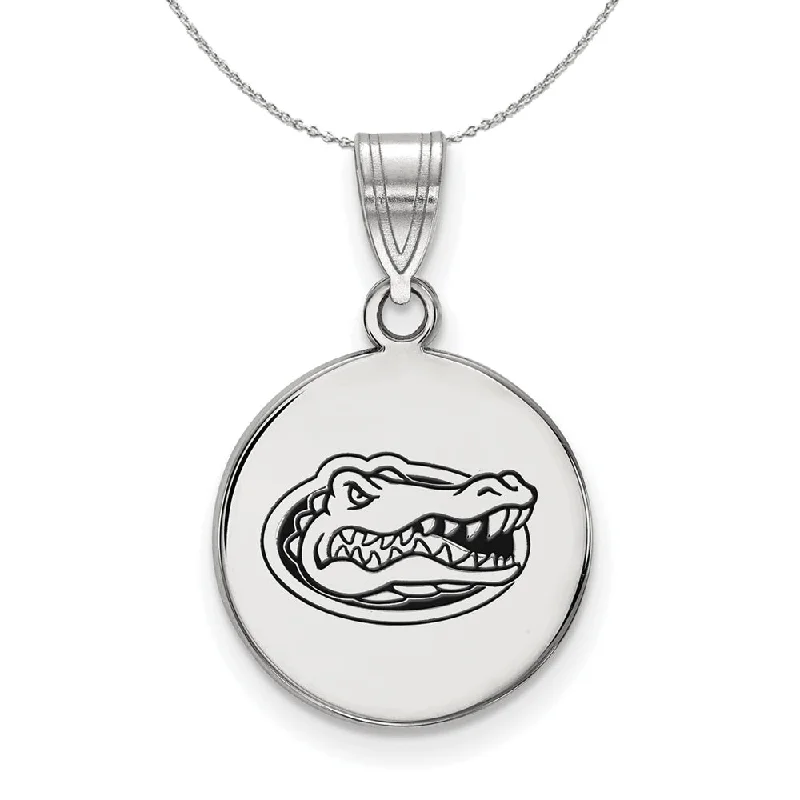 Sterling Silver U. of Florida Medium Enamel Disc Pendant Necklace