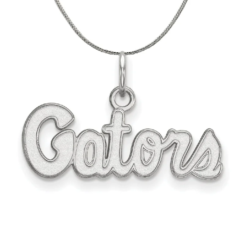 art deco aventurine necklace-Sterling Silver U. of Florida XS (Tiny) 'Gators' Necklace