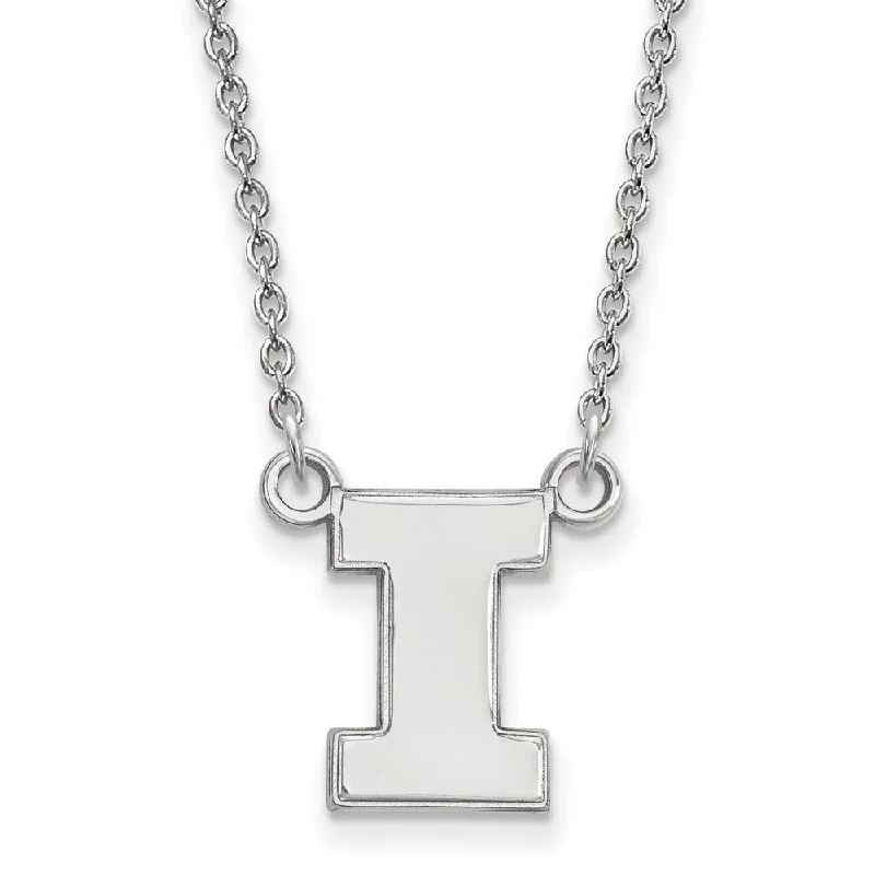 Sterling Silver U of Illinois Small Initial I Pendant Necklace