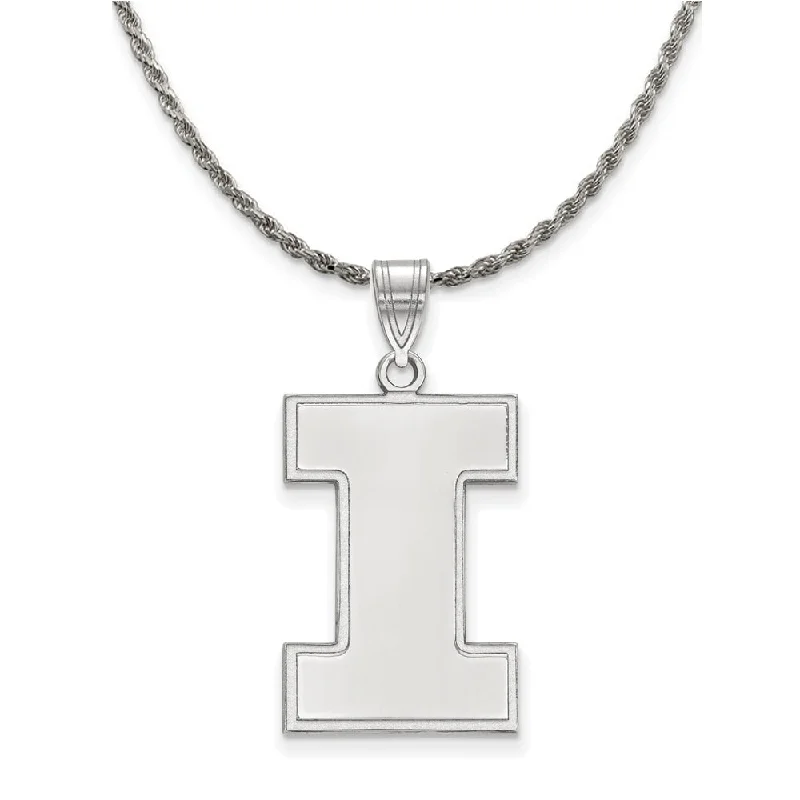 modern tiered moonstone necklace-Sterling Silver U. of Illinois XL Initial I Pendant Necklace