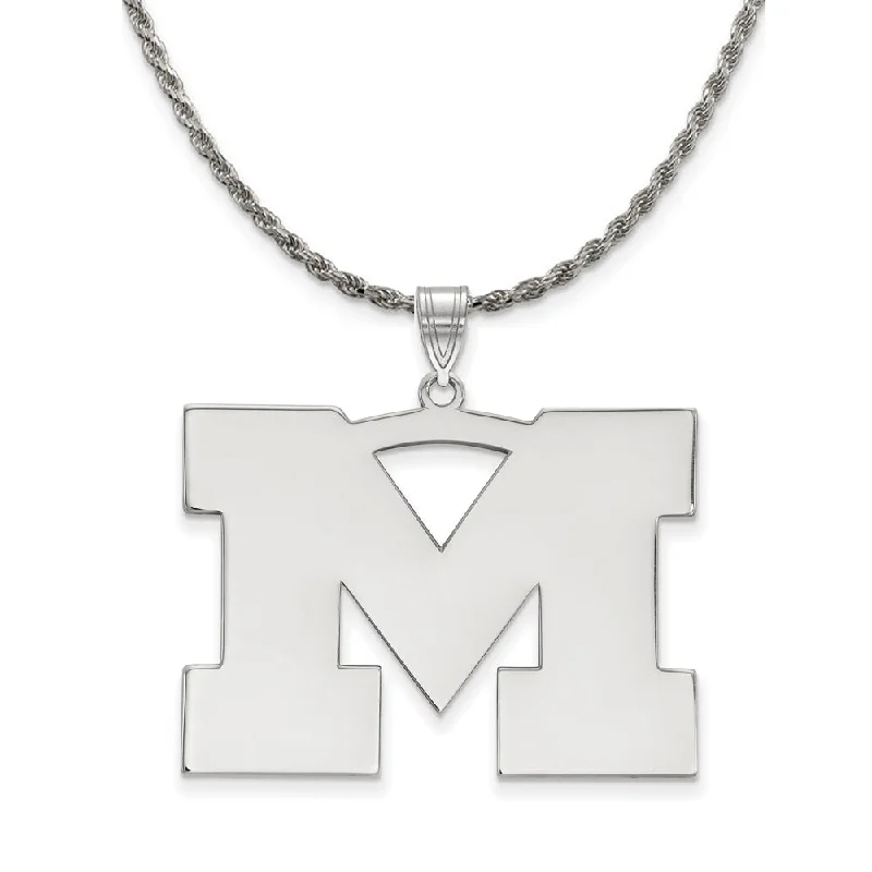 Sterling Silver U. of Michigan XL Initial M Necklace