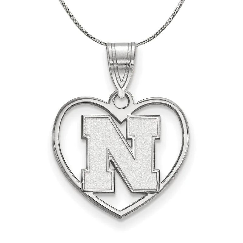 polished gold tier necklace-Sterling Silver U. of Nebraska Initial N Heart Necklace