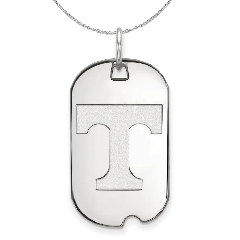 bold emerald peak ridge necklace-Sterling Silver U. of Tennessee Initial T Dog Tag Necklace