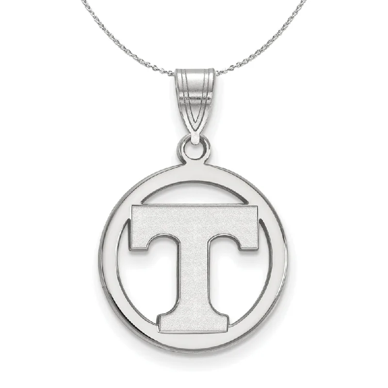 Sterling Silver U. of Tennessee Small Initial T Circle Necklace