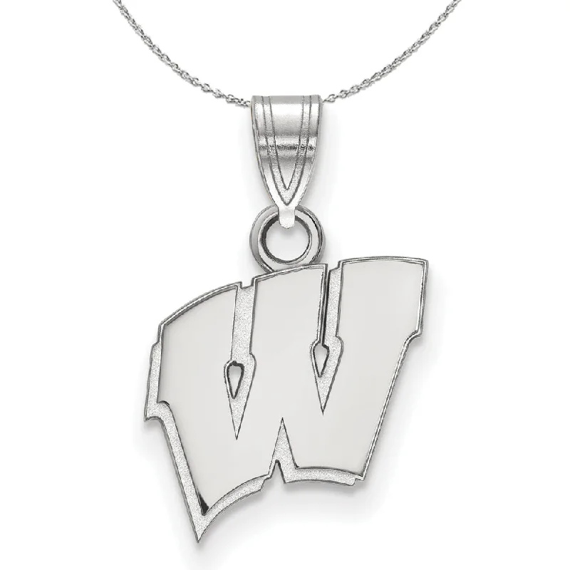 Sterling Silver U. of Wisconsin Small Initial W Necklace