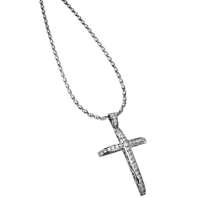 inscribed eternity chain necklace-Redemption Cross - 18 Karat White Gold diamond Cross