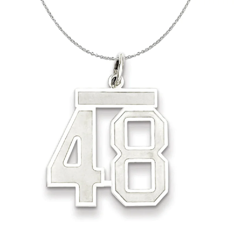 Sterling Silver, Jersey Collection, Medium Number 48 Necklace