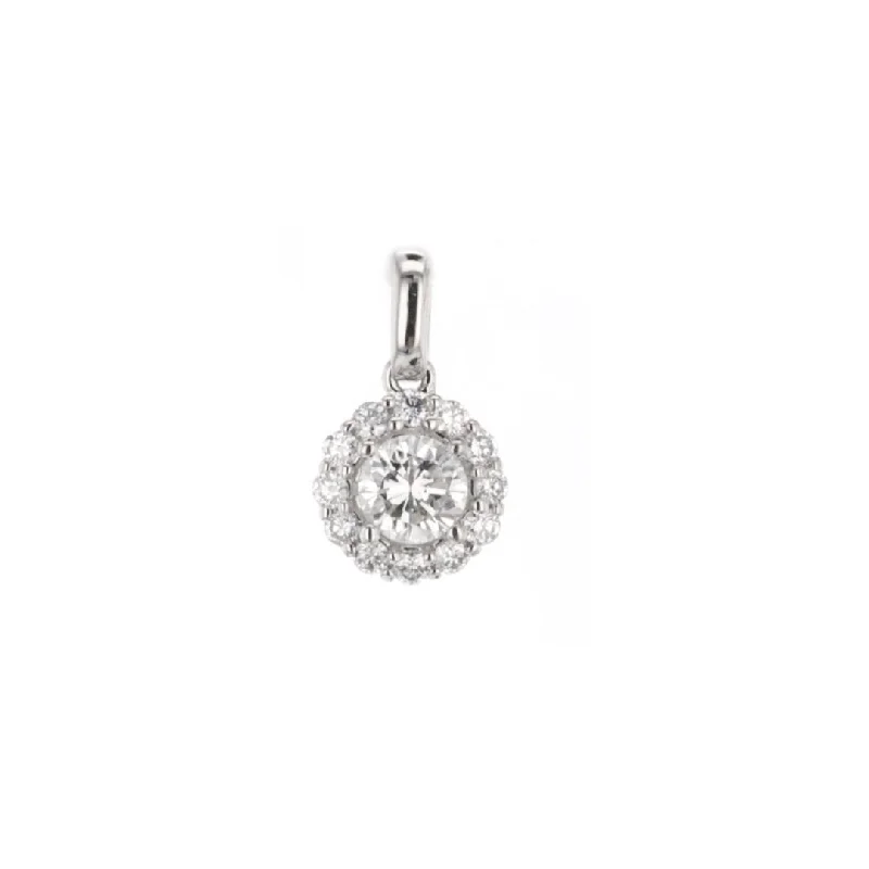 modern sleek summit crest necklace-0.41 ct Diamond Halo Solitaire Pendant | 10268110