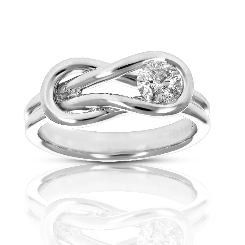 inscribed legacy ring-0.45 cttw Diamond Knot Ring 14K White Gold Solitaire Engagement Bridal