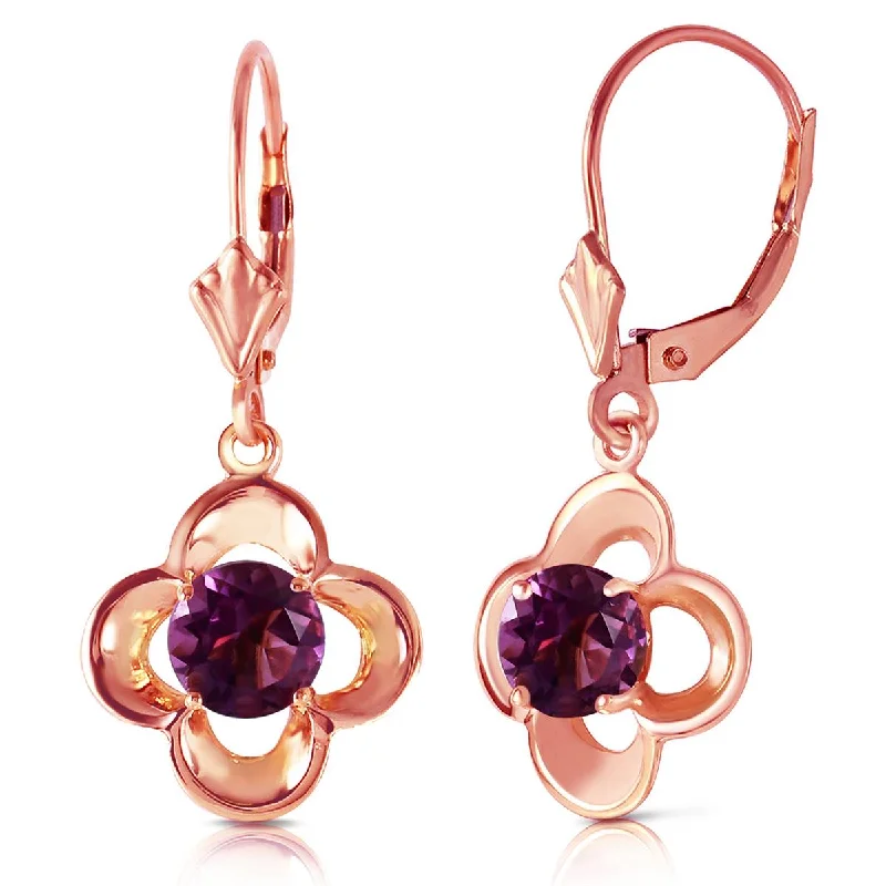 bold amethyst peak ridge earrings-1.1 Carat 14K Solid Rose Gold Amethyst Bloom Earrings