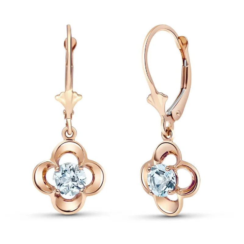 polished silver arc earrings-1.1 Carat 14K Solid Rose Gold Aquamarine Bloom Earrings