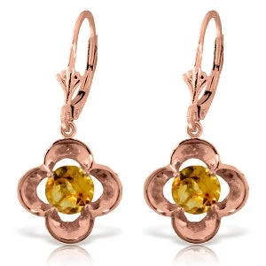 bold opal peak ridge earrings-1.1 Carat 14K Solid Rose Gold Citrine Bloom Earrings