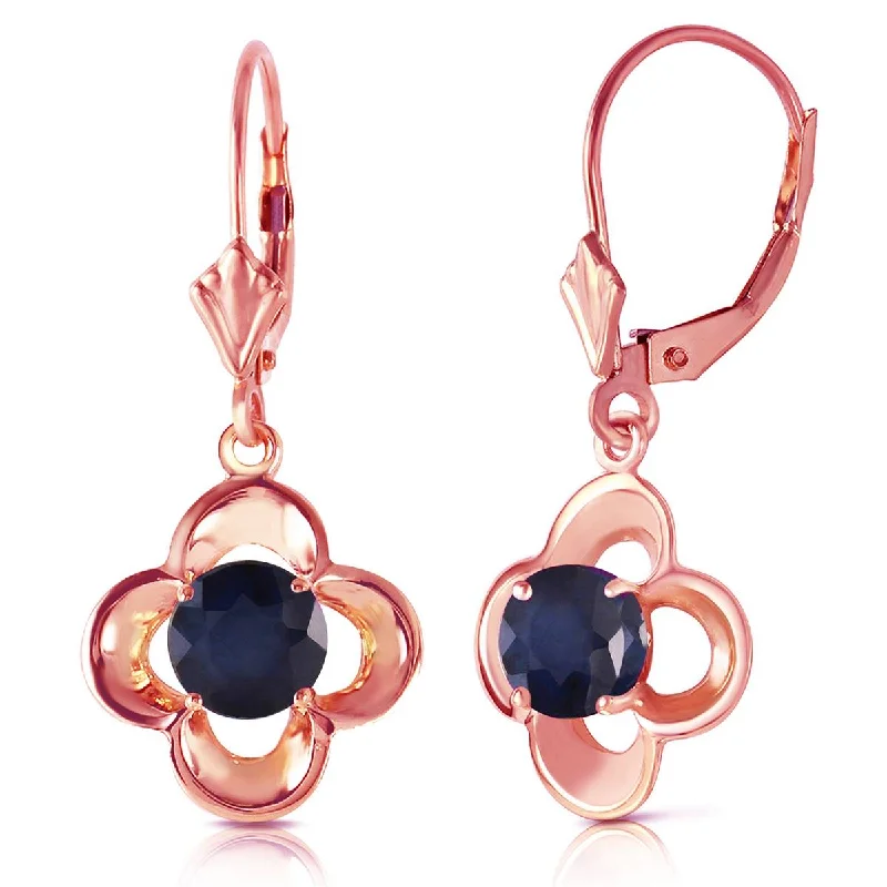 gothic-inspired eagle claw earrings-1.1 Carat 14K Solid Rose Gold Leverback Earrings Natural Sapphire