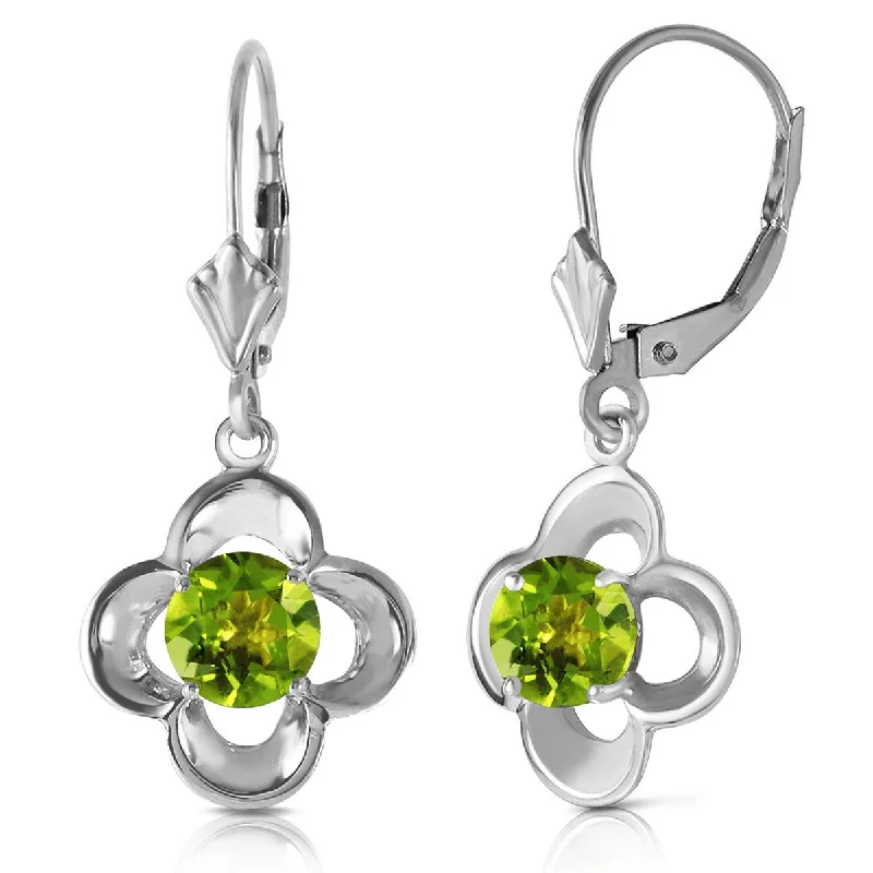 gothic-inspired panther claw earrings-1.1 Carat 14K Solid White Gold Foundations Peridot Earrings