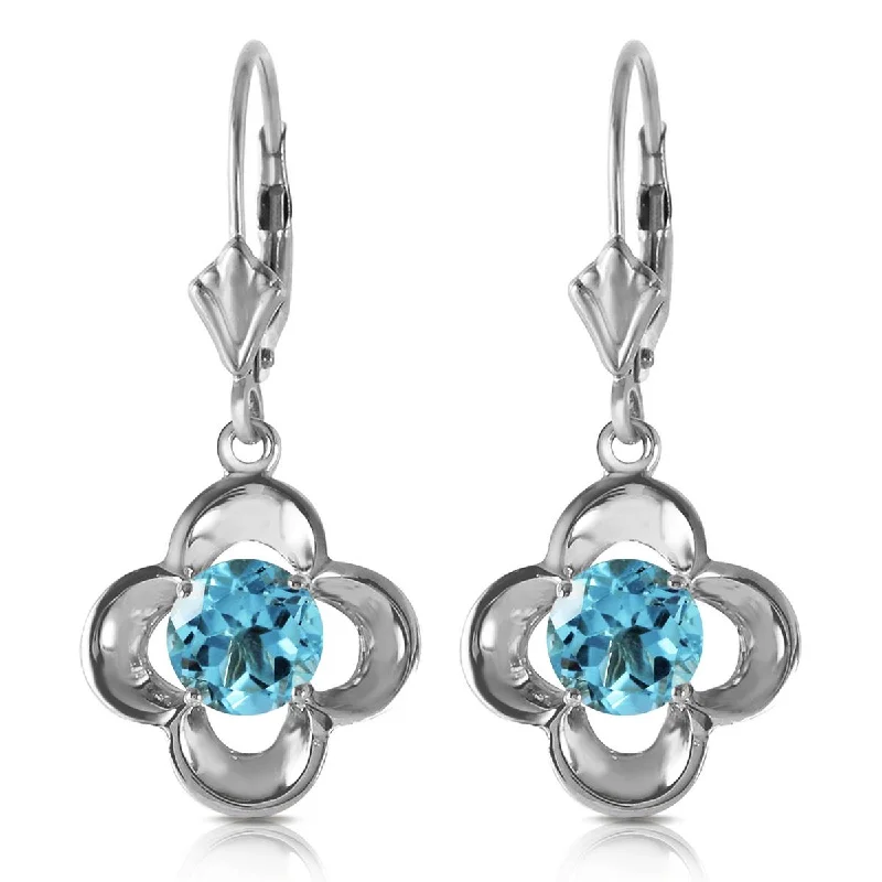 boho-inspired agate earrings-1.1 Carat 14K Solid White Gold Incentive Blue Topaz Earrings