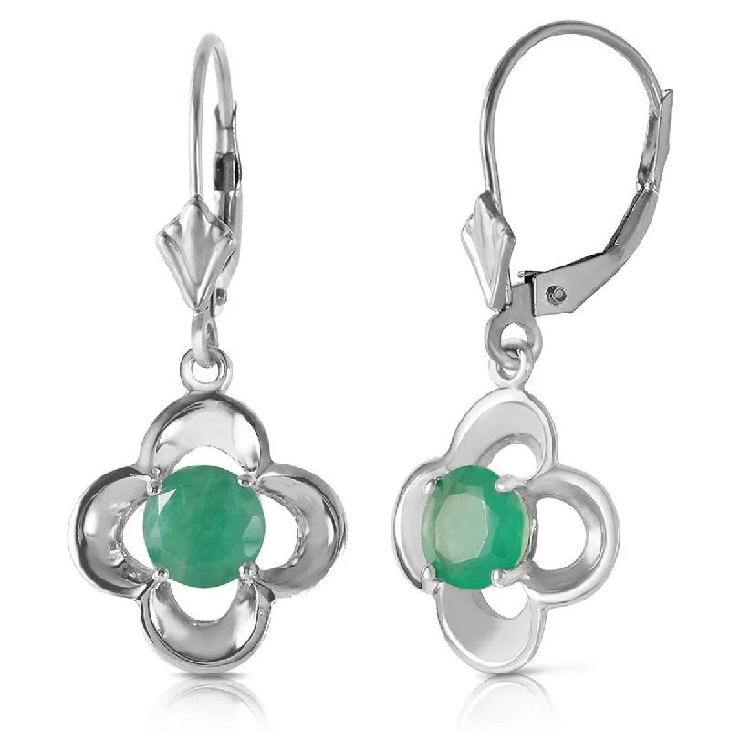 distressed gold hoop earrings-1.1 Carat 14K Solid White Gold Persuasion Emerald Earrings