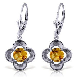 inscribed tradition drop earrings-1.1 Carat 14K Solid White Gold Utter Joy Citrine Earrings