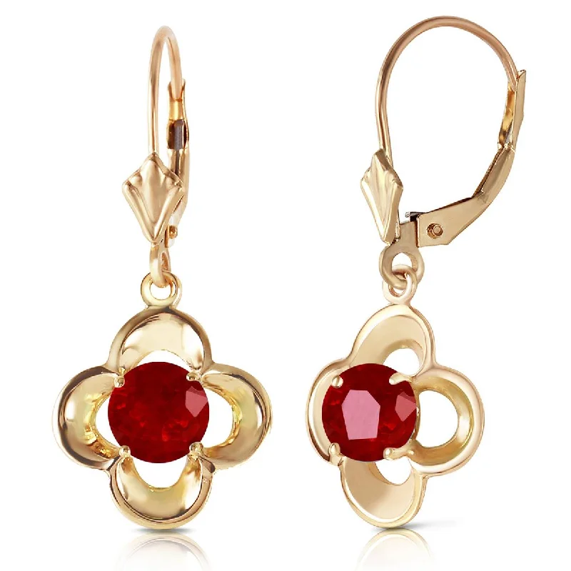 raw agate accent earrings-1.1 Carat 14K Solid Yellow Gold Exotic Flower Ruby Earrings