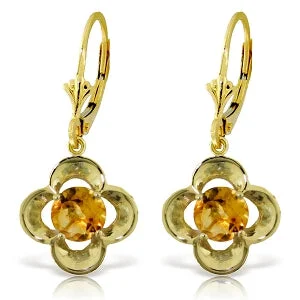 modern sleek summit crest earrings-1.1 Carat 14K Solid Yellow Gold Laress Citrine Earrings