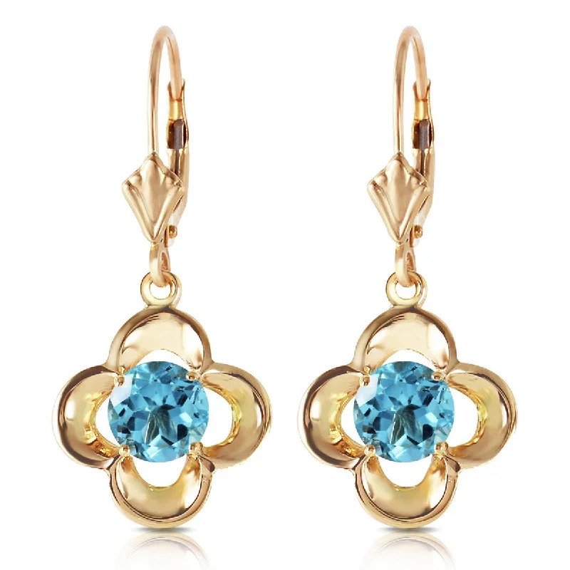 vintage-inspired opal earrings-1.1 Carat 14K Solid Yellow Gold Sibylline Blue Topaz Earrings