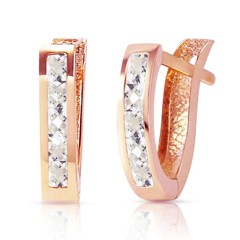 minimalist peak ridge earrings-1.2 Carat 14K Solid Rose Gold Oval Huggie Earrings Rose Topaz