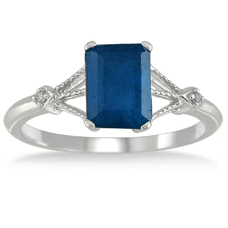 raw aventurine statement ring-1.60 Carat Sapphire and Diamond Ring in 10K White Gold