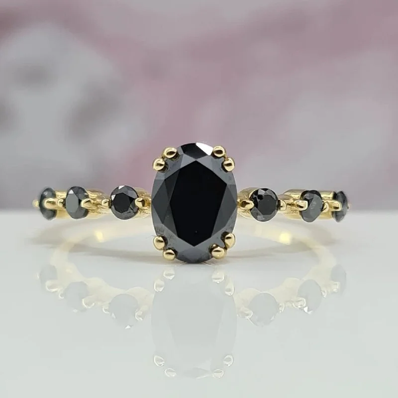 minimalist summit peak ring-1 CT Black Oval Engagement Rings at Best Price