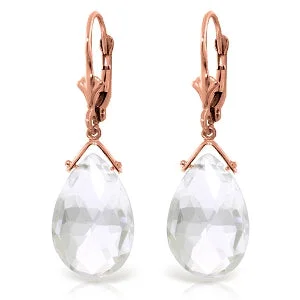 bold topaz peak ridge earrings-10.2 Carat 14K Solid Rose Gold Leverback Earrings Briolette Rose Topaz