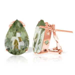 polished copper arc earrings-10 Carat 14K Solid Rose Gold Pear Shape Green Amethyst Earrings