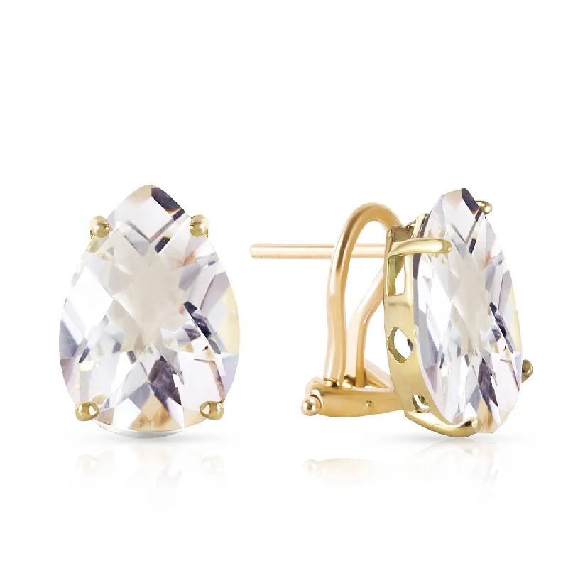 minimalist crest peak earrings-10 Carat 14K Solid Yellow Gold French Clips Earrings Natural White Topaz