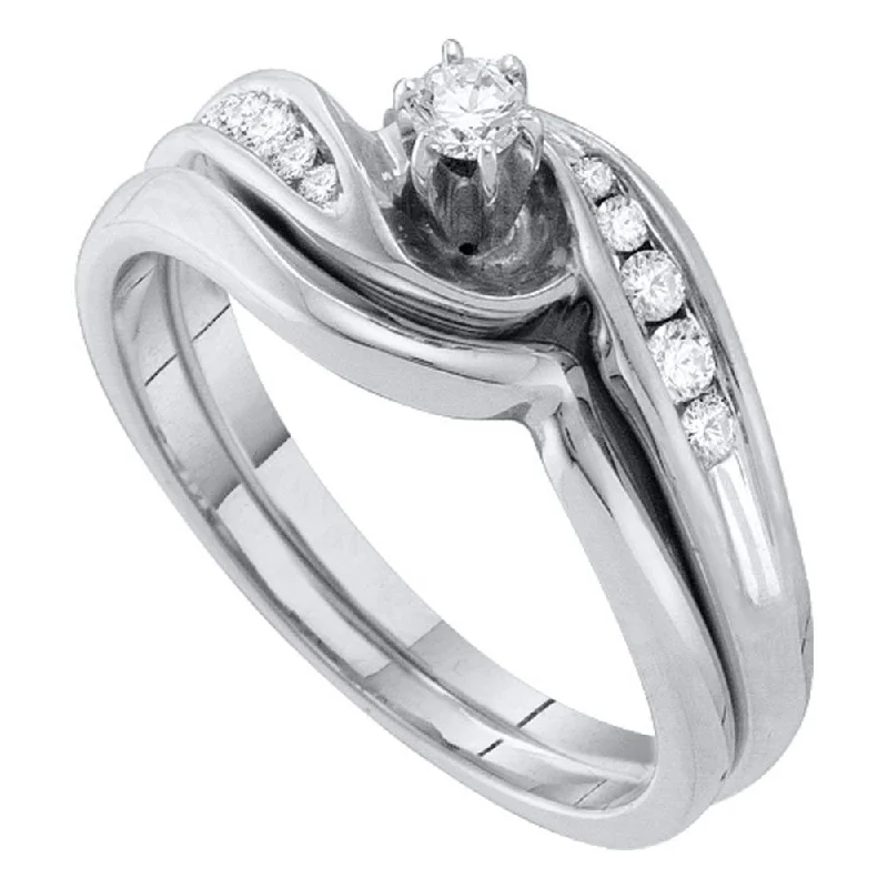 gothic-inspired hawk talon ring-10kt White Gold Round Diamond Bridal Wedding Ring Band Set 1/4 Cttw