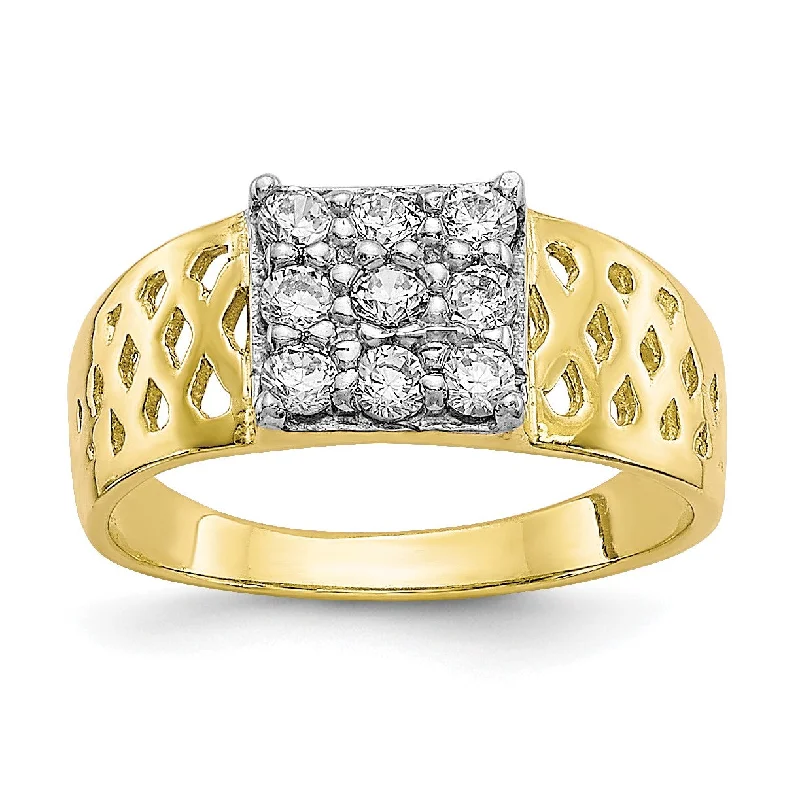 nature-themed crest ridge ring-10KT Yellow Gold Cubic Zirconia Baby Ring; Size 1.5