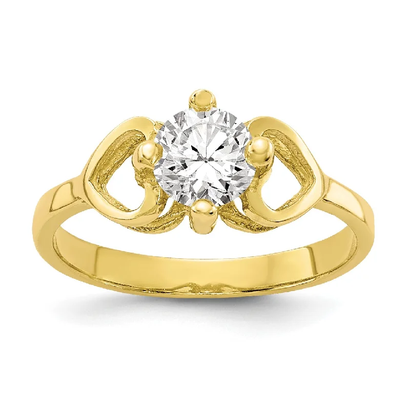 inscribed legacy ring-10KT Yellow Gold Cubic Zirconia Baby Ring; Size 1