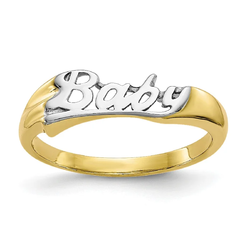 nature-themed summit ridge ring-10KT Yellow Gold With Rhodium Plating Childrens Ring; Size 3