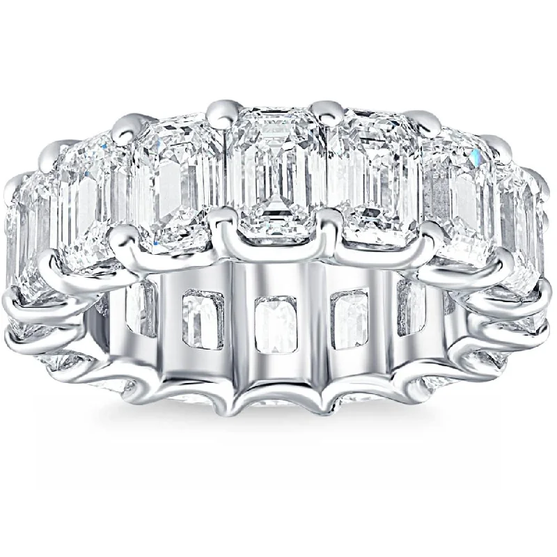 modern tiered emerald ring-11 1/2Ct Emerald Cut Diamond Eternity Ring Gold or Platinum Band Lab Grown