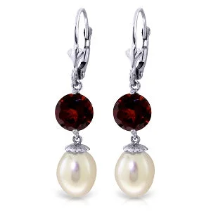 bold amethyst peak ridge earrings-11.1 Carat 14K Solid White Gold Change For Better Pearl Garnet Earrings