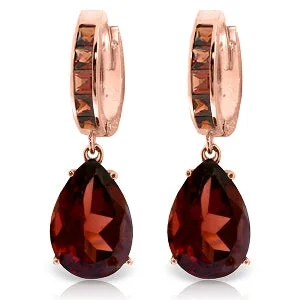 modern tiered ruby earrings-13.2 Carat 14K Solid Rose Gold Garnet Hoop Drop Earrings