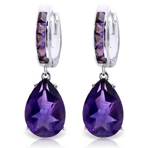 gothic-inspired spider claw earrings-13.2 Carat 14K Solid White Gold India Amethyst Earrings