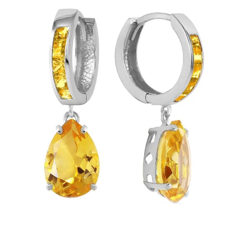 minimalist ridge peak earrings-13.2 Carat 14K Solid White Gold Loving Touch Citrine Earrings