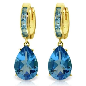 floral eternity sapphire earrings-13.2 Carat 14K Solid Yellow Gold Dramatique Blue Topaz Earrings