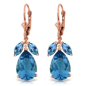 floral eternity amethyst earrings-13 Carat 14K Solid Rose Gold Drop Earrings Blue Topaz Peridot