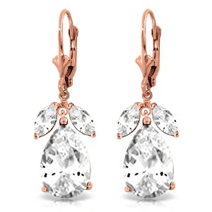 gothic-inspired owl talon earrings-13 Carat 14K Solid Rose Gold Leverback Earrings Natural Rose Topaz