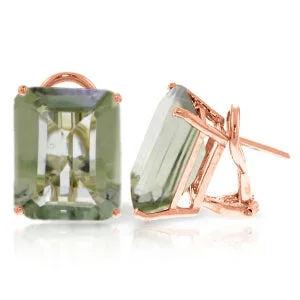 inscribed forever stud earrings-13 Carat 14K Solid Rose Gold Octagon Green Amethyst Earrings